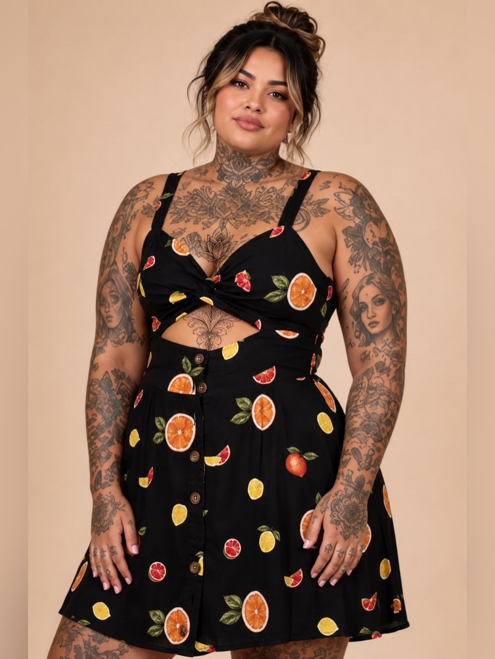 Forever 21 Retro Fruit Print Linen Dress